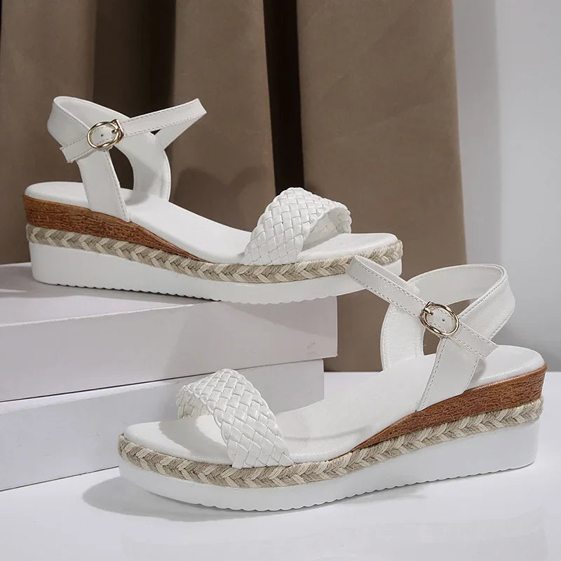 Sandalias Tejidas Tacón Cuña Plataforma Verano | Estilo Casual Costa Rica