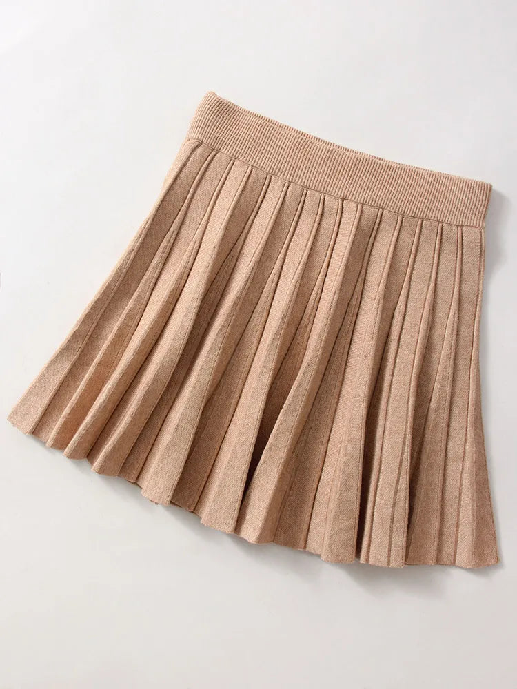 Minifalda Plisada de Punto | Cintura Alta | Estilo Coreano
