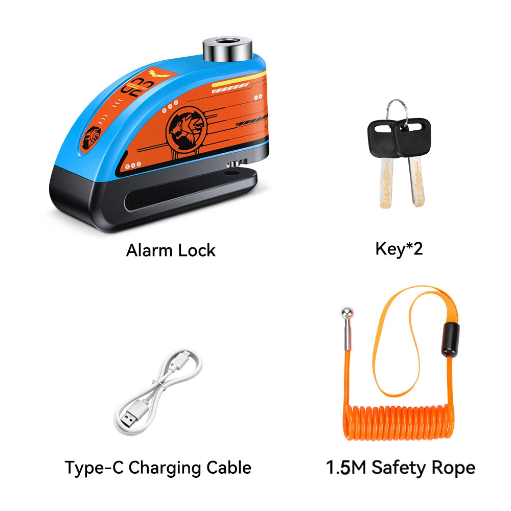 Candado de Disco para Motocicleta | Alarma de 120dB e Impermeable  | Ticotrendy