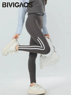 Mallas Piel Tiburón Raya Bolsillo | Cintura Alta Ajustado Fitness | Yoga Ciclismo Correr Otoño | Ticotrendy