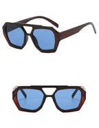 Gafas Sol Retro Doble Puente Montura Grande | Leopardo Té Degradado Moda Casual