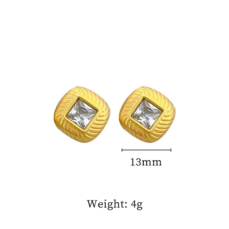 Pendientes cuadrados de circonita minimalistas de acero inoxidable para mujeres y hombres, pendientes geométricos simples de moda, accesorios de joyería