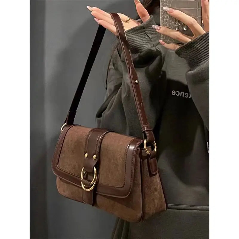 Bolso Hombro Gamuza Sintética Mujer Cruzado Estilo Maillard