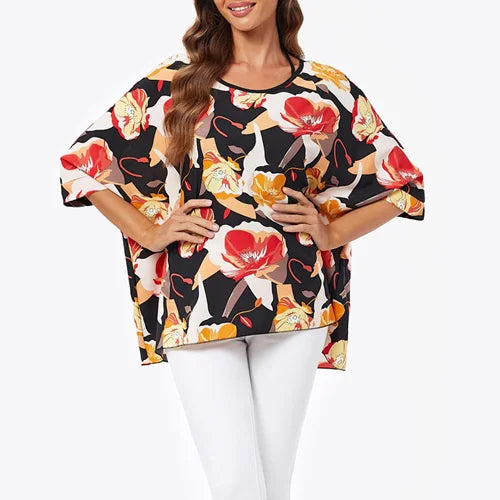 BHFlutter-camisa de talla grande para mujer, Top bohemio estampado, camiseta informal de gasa, 4XL, 5XL, 6XL, 2023