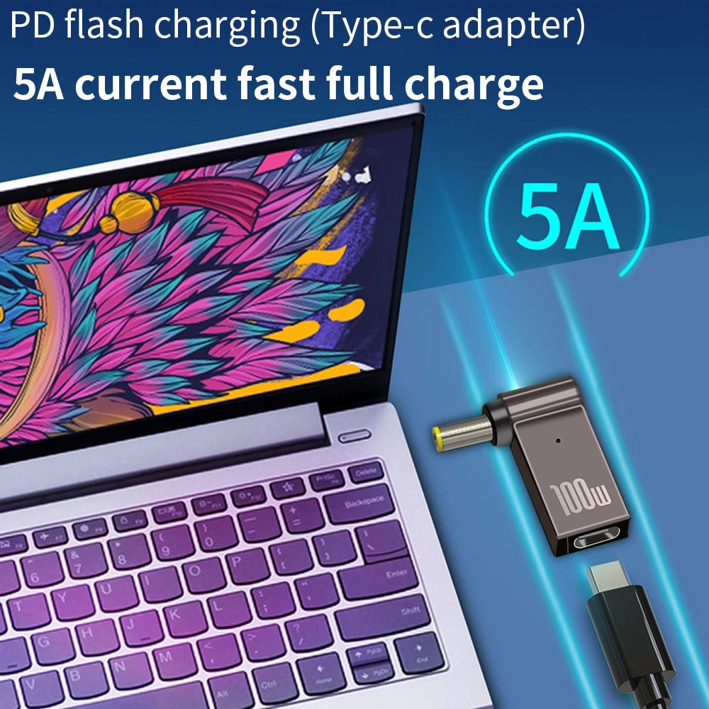 Adaptador Tipo C A DC | Cargador Laptop 100W | Convertidor Power Delivery | Ticotrendy