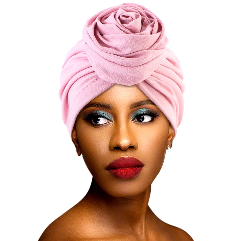 Turbante de flores grandes para Mujer, gorro Hijab musulmán, Bandana para quimio, sombrero africano, tocado para fiesta de boda, Turbante