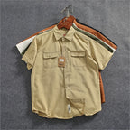 Camisa Informal Hombre | Algodón Retro | Bolsillo Tubo | Manga Corta | Ticotrendy