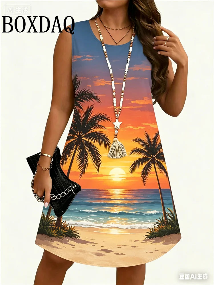 Vestido de Conchas Marinas Bohemio | Sin Mangas para Playa y Fiesta | Midi Holgado Talla Grande | Tico Trendy