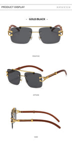 Gafas de Sol Retro | Montura Cuadrada y Parte Superior Plana | Doble Puente
