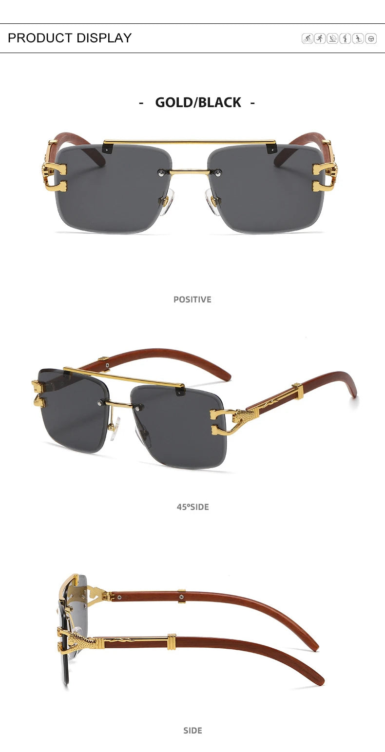 Gafas de Sol Retro | Montura Cuadrada y Parte Superior Plana | Doble Puente