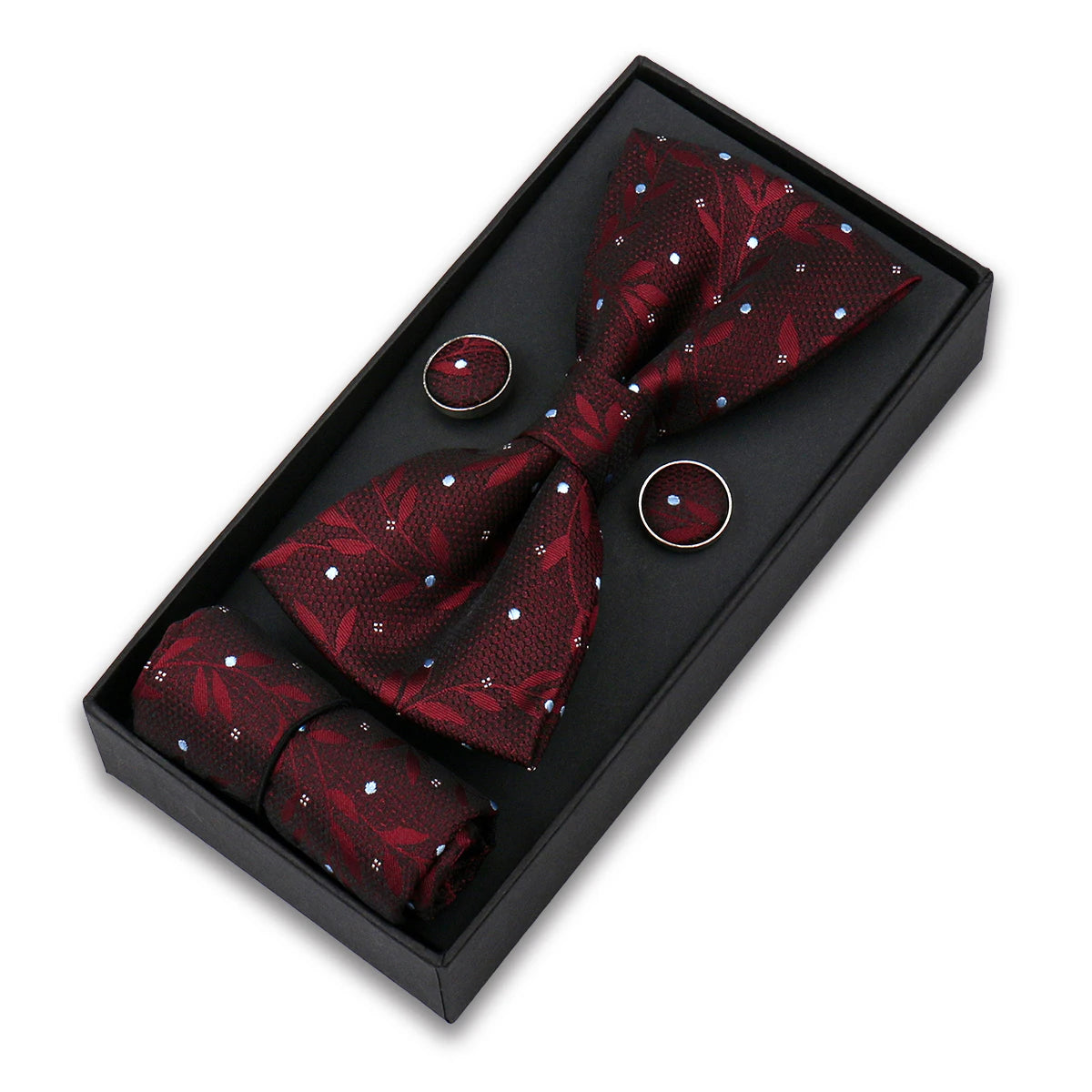 Set De Pajarita Pañuelo Gemelos Regalo Elegante Estilo Para Hombres
