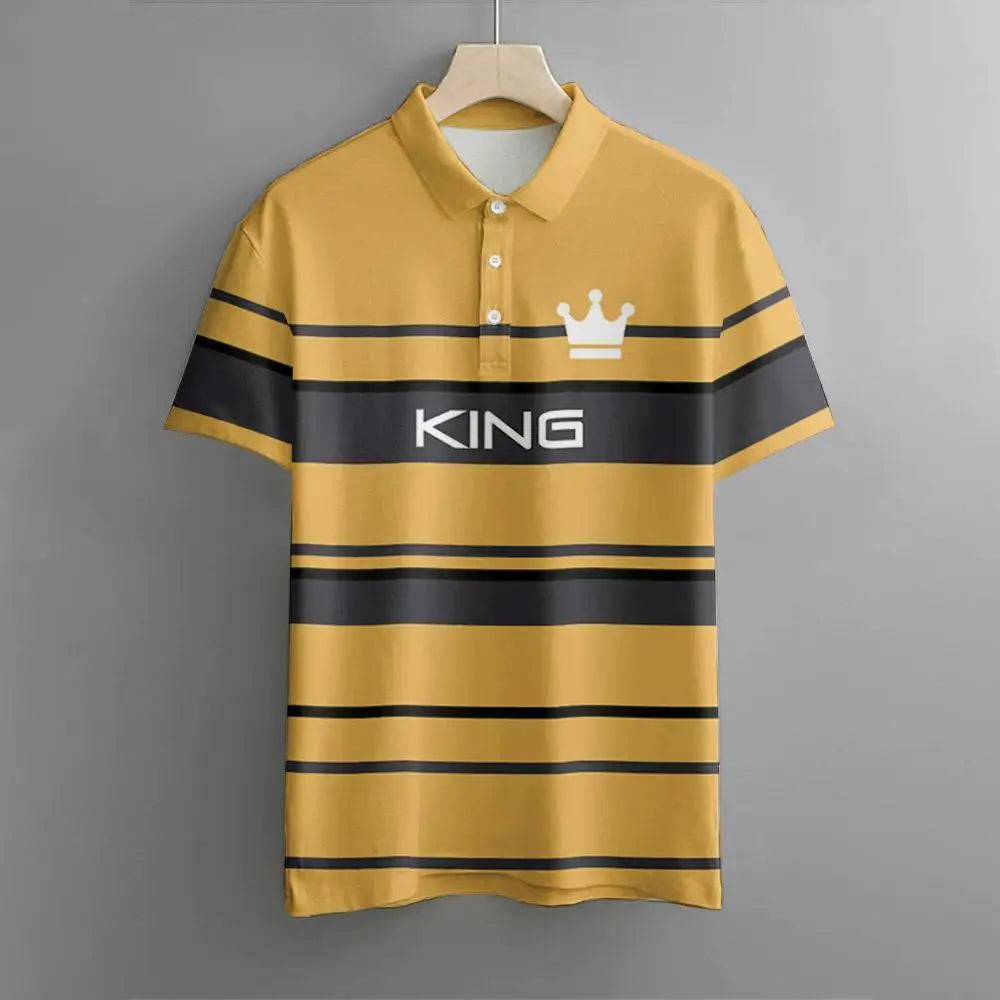 Polo Hombre Golf Casual Negocios Manga Corta Rayas | Respirable Elástico