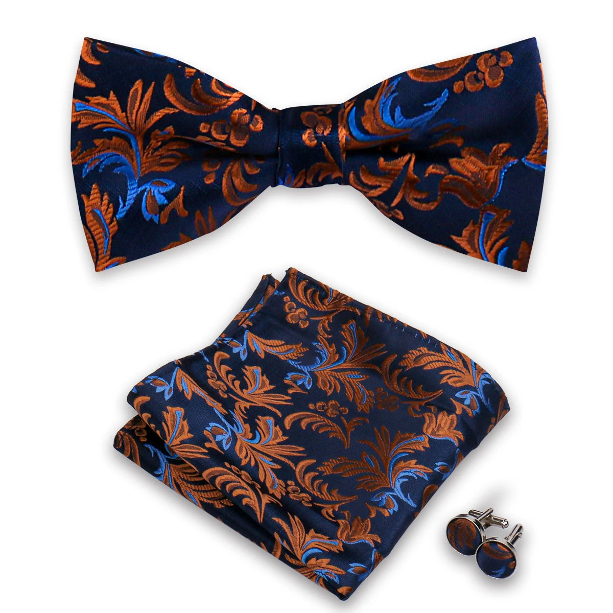 Set De Pajarita Pañuelo Gemelos Regalo Elegante Estilo Para Hombres