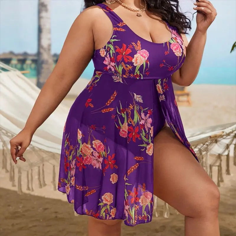 Traje de Baño de Una Pieza con Estampado Floral de Verano