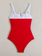 Traje de Baño Sexy de Cuello V y Cintura Alta | Playa