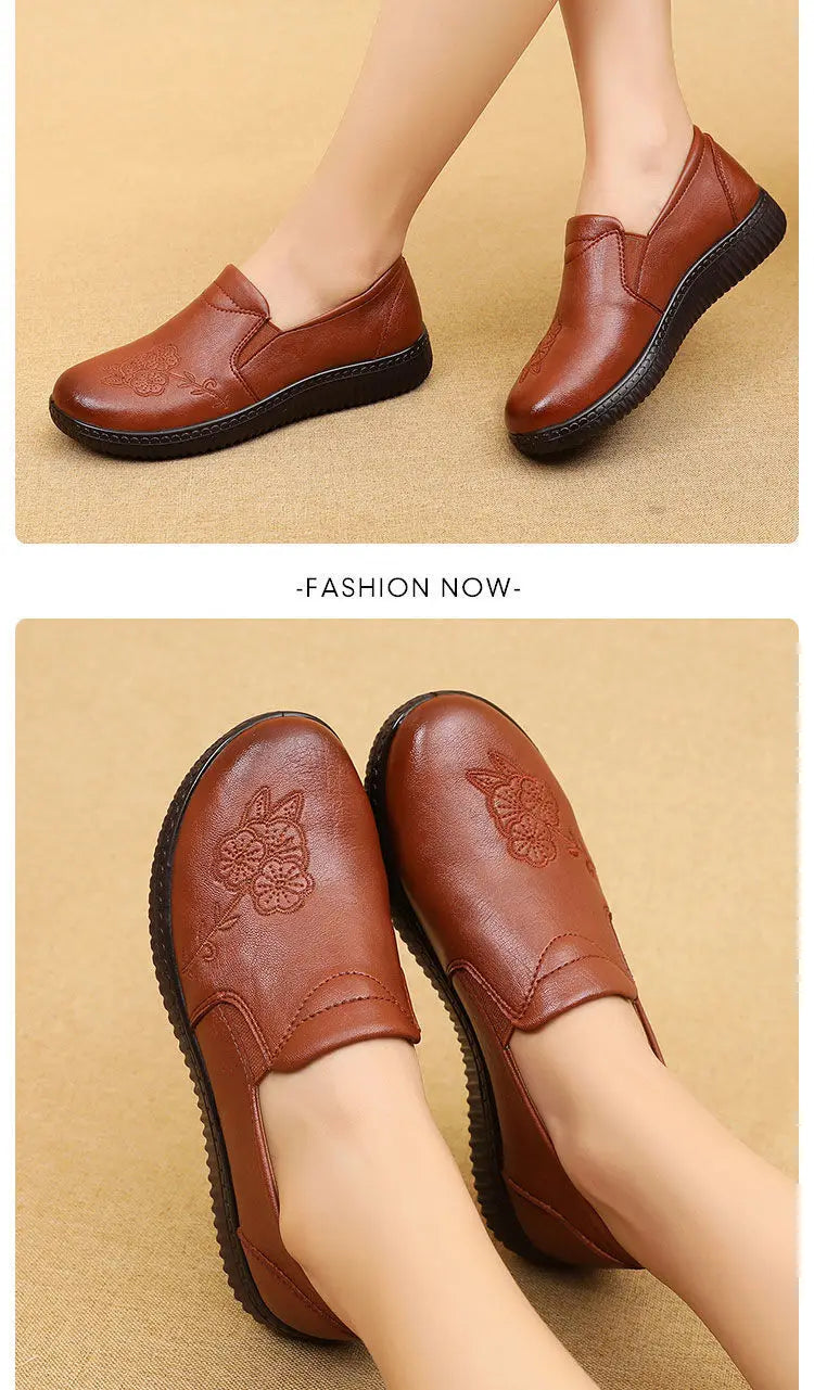 Mocasines Retro Marrones con Cuña | Cuero | Bailarinas Oxford | Talla Grande