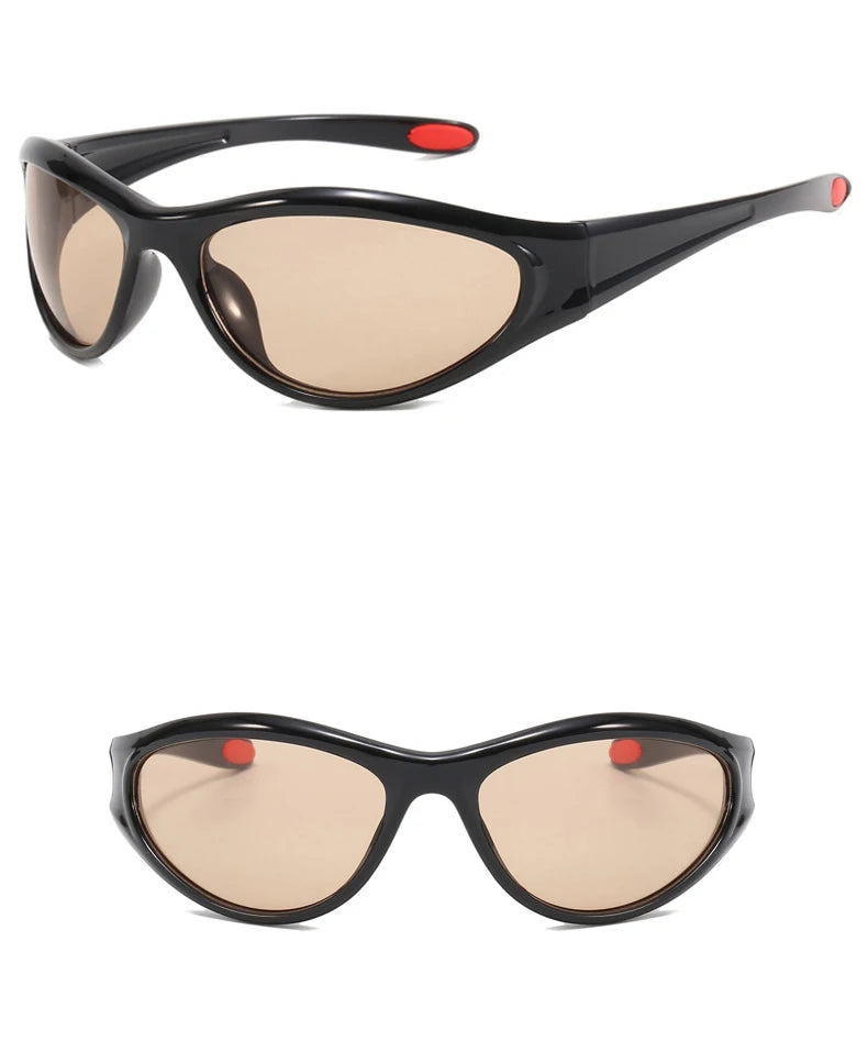 Gafas Sol Y2K Ovaladas Pequeñas Futuristas | Sentido Tecnología Gradiente UV400