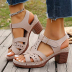 Sandalias Romanas de Tacón Alto para Mujer | Suela Gruesa y Ligera | Hebilla Tobillera | Tallas 36-43