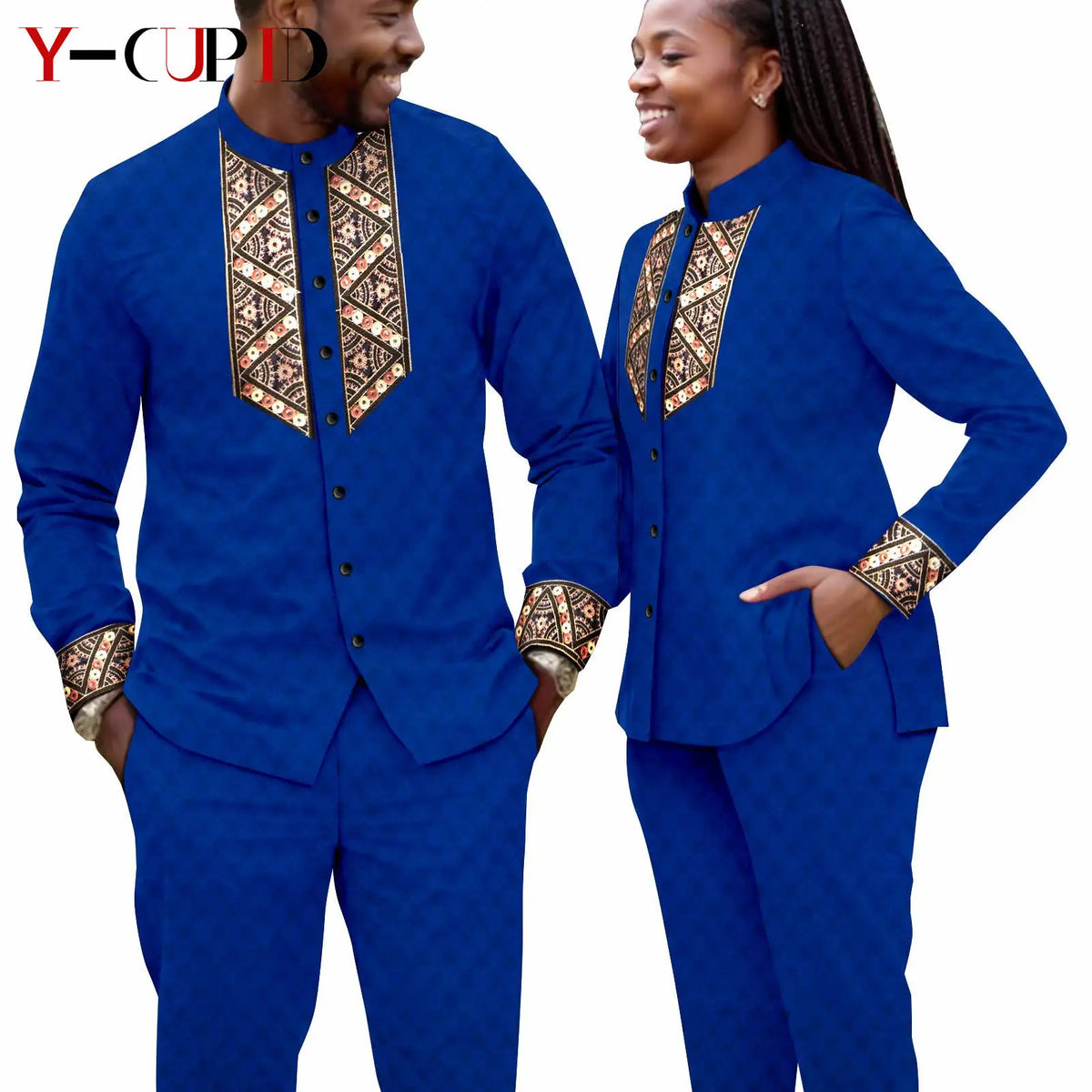 Conjunto Jacquard Africano Boda Pareja | Blusa y Pantalón | Tallas XS-6XL | Tico Trendy