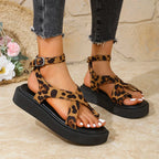 Sandalias de Cuña | Plataforma Estampado Leopardo | Mujer