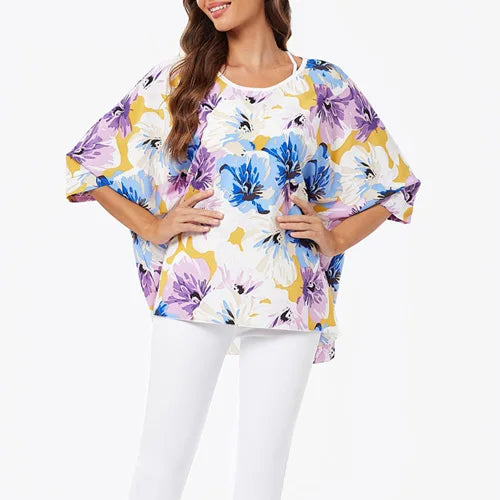 BHFlutter-camisa de talla grande para mujer, Top bohemio estampado, camiseta informal de gasa, 4XL, 5XL, 6XL, 2023