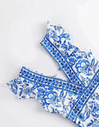 Traje de Baño Una Pieza con Volantes | Estampado Floral | Cuello Hundido | Verano