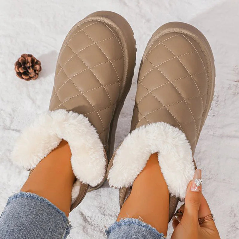 Botas de Plataforma con Felpa | Color Caqui | Moda Tica | Invierno