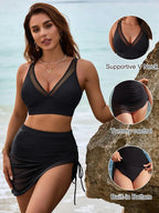 Bikini de Malla con Cordón 2025 | Una Pieza | Color Sólido