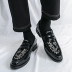 Mocasines Lujo Hombre Punta Redonda Cuero PU Formales Negocios | Sin Cordones
