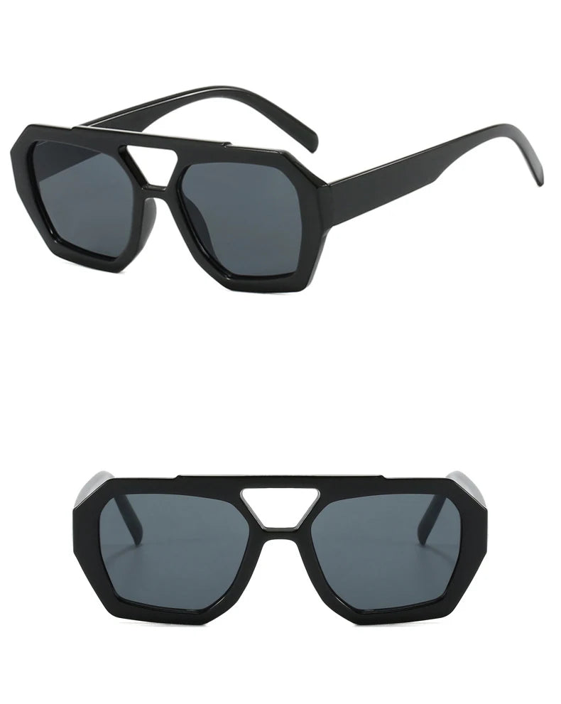 Gafas Sol Retro Doble Puente Montura Grande | Leopardo Té Degradado Moda Casual
