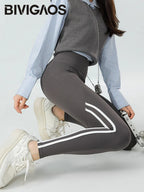 Mallas Piel Tiburón Raya Bolsillo | Cintura Alta Ajustado Fitness | Yoga Ciclismo Correr Otoño | Ticotrendy