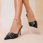 Sandalias Mules de Plataforma con Tacón Fino para Mujer