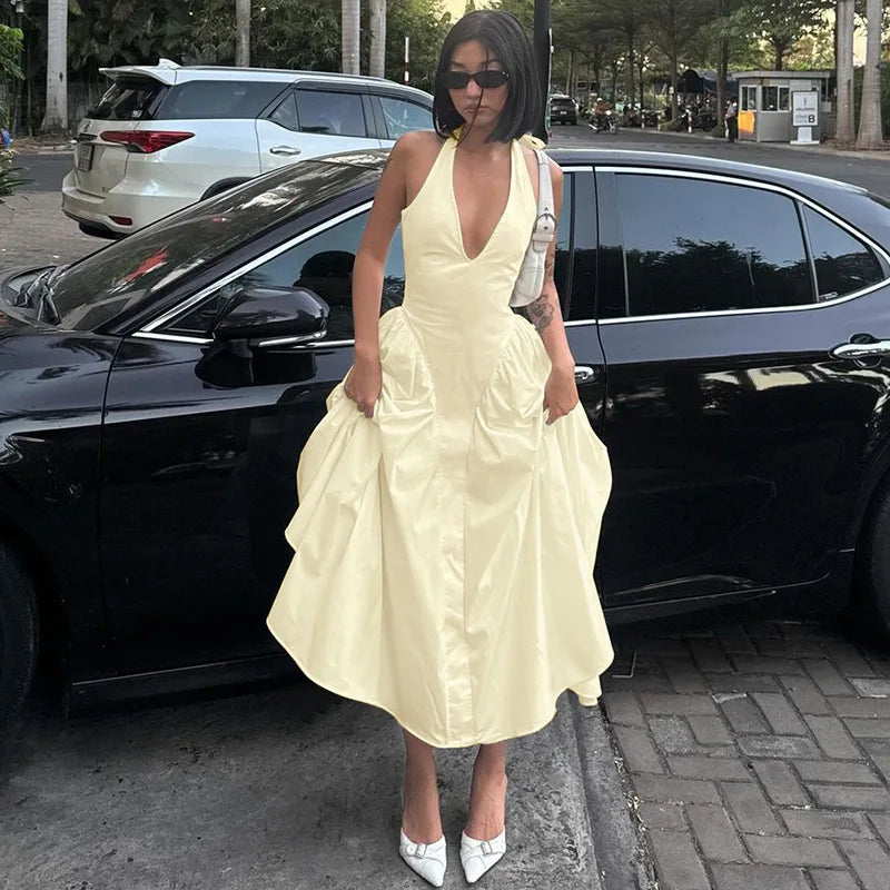 Vestido de fiesta con escote en V y espalda descubierta | Vestidos largos sexys