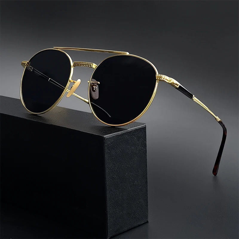 Gafas De Sol Circulares Hombre | Polarizadas UV400 Montura Metal Retro | Casual Clásico