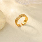 Anillo Ticotrendy Lujo | Circón Arcoíris | Abierto Acero Oro | Joyería Moda