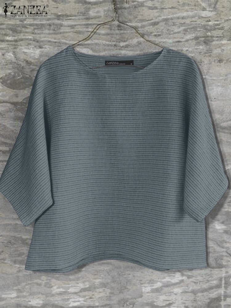 Blusa de Verano para Mujer  | Cuello Redondo | Manga 3/4 y Tamaño Grande | Ticotrendy