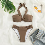 Bikini Halter Push Up con Twist - Traje de Baño de Playa