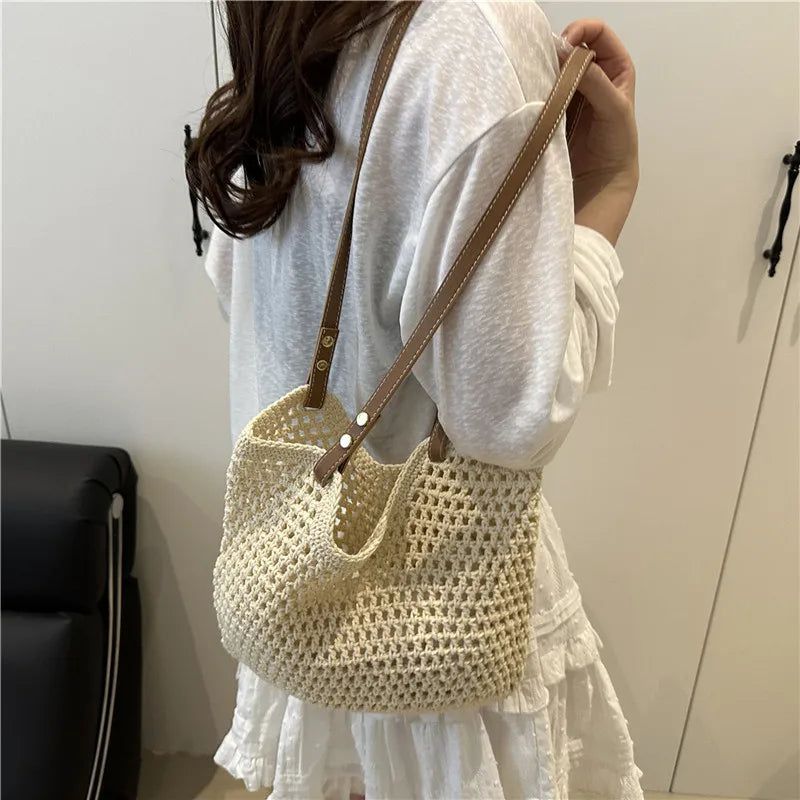 Bolso De Hombro De Punto Mujer Playa Versátil Grande Casual