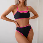 Bikini Sin Espalda Color Bloqueado Sexy - Traje de Baño 2025