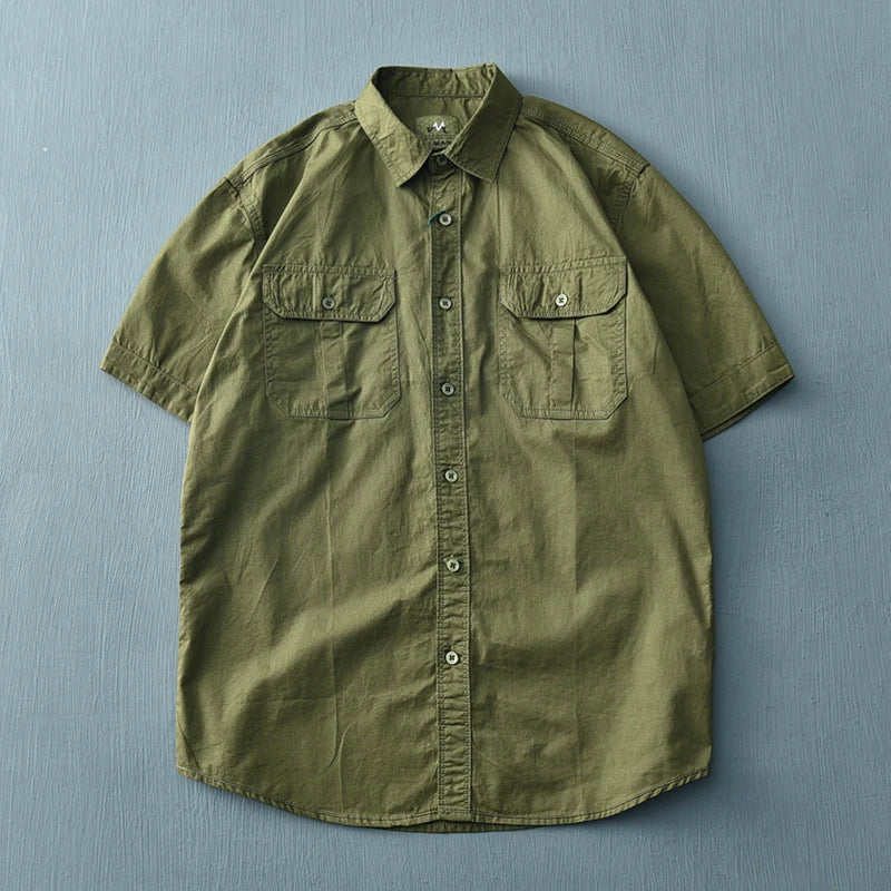 Camisa Casual Hombre | Algodón Puro | Parches Tridimensionales | Manga Corta | Ticotrendy