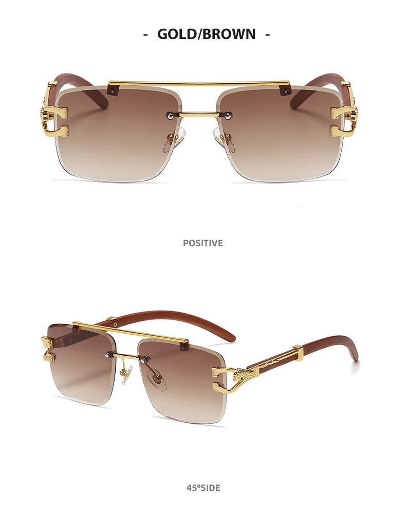 Gafas de Sol Retro | Montura Cuadrada y Parte Superior Plana | Doble Puente