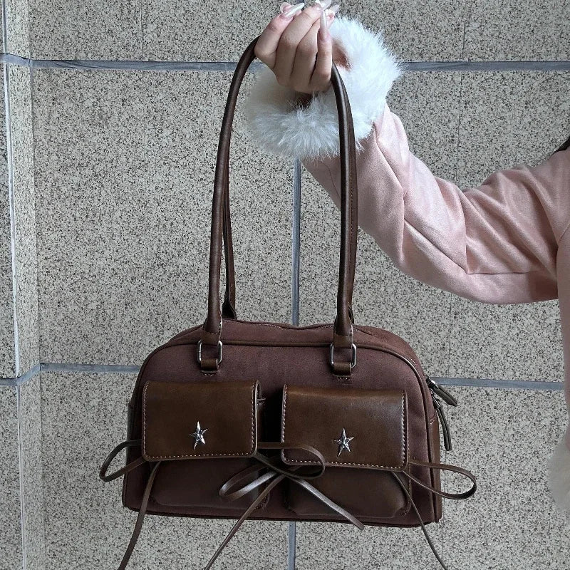 Bolso de Hombro Vintage para Mujer, Piel Sintética Mate