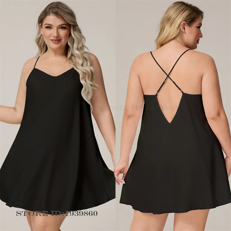 Camisón de Satén de Seda con Tirantes | Talla Grande