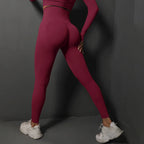 VEQKING-pantalones de Yoga sin costuras para mujer, mallas deportivas de secado rápido, mallas deportivas de cintura alta para gimnasio, pantalones de entrenamiento con fruncido en el trasero