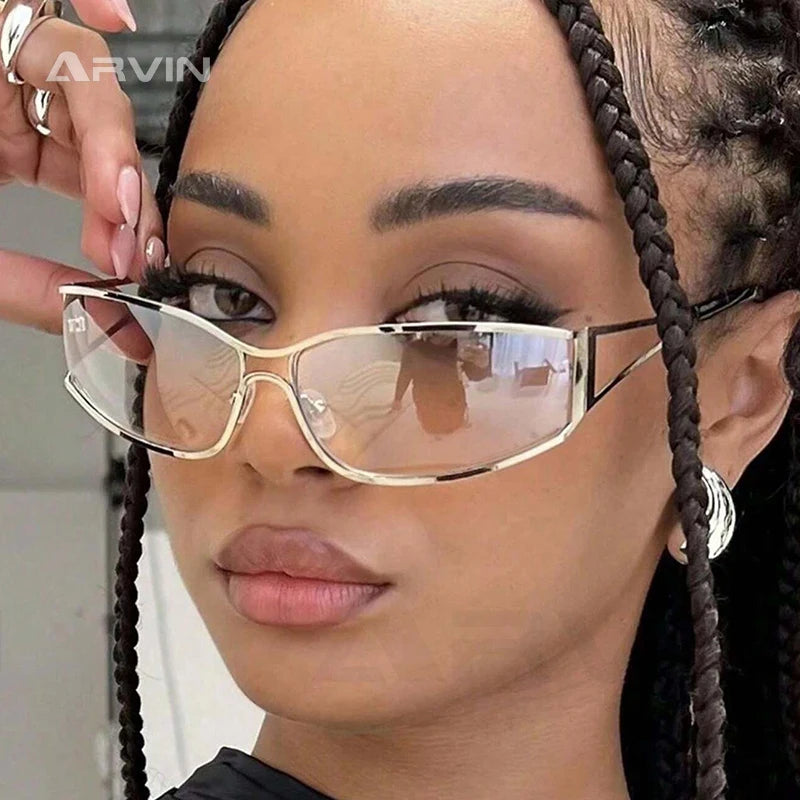 Gafas Sol Y2K Ahuecadas Envolventes Gradiente | Estilo Punk Steampunk Viajar