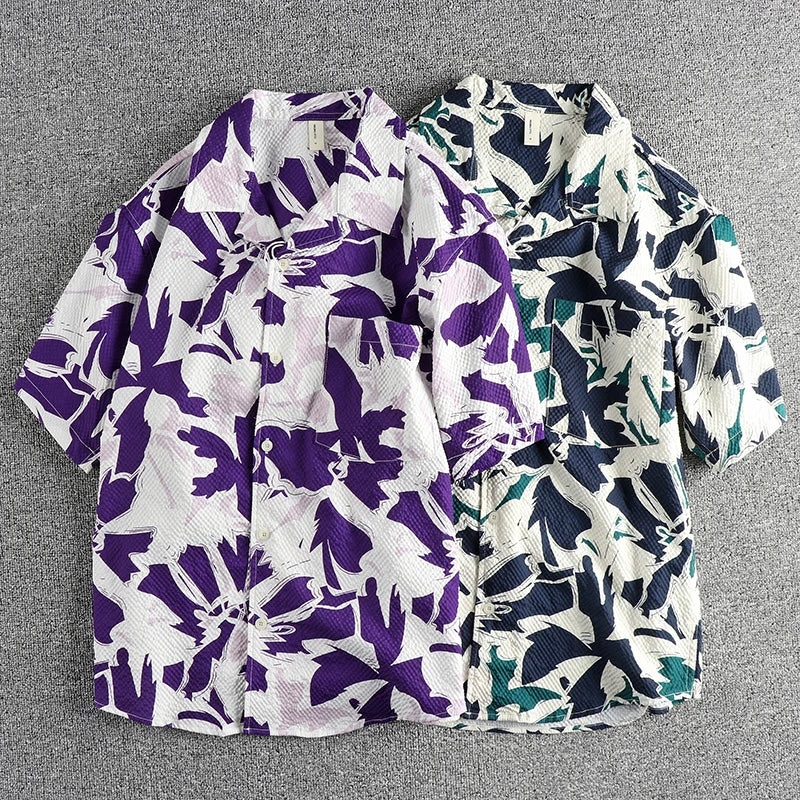 Camisa Hawaiana Hombre | Estampado Floral | Tela Seersucker | Manga Corta