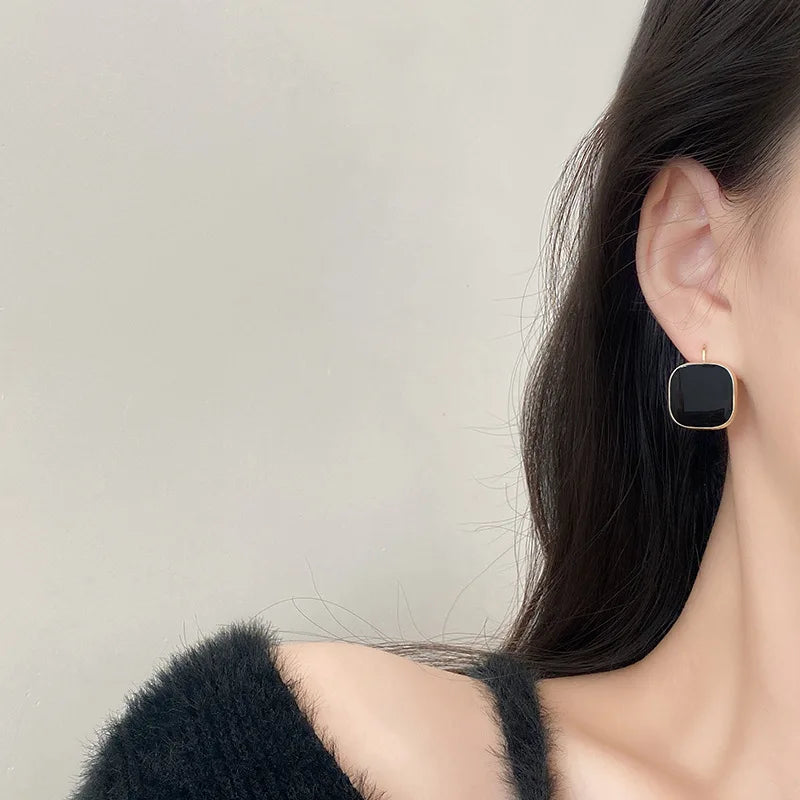Pendientes de aro cuadrados rojos y negros reducidos geométricos para mujer, accesorios de joyería para mujer, regalos para amigos y familiares
