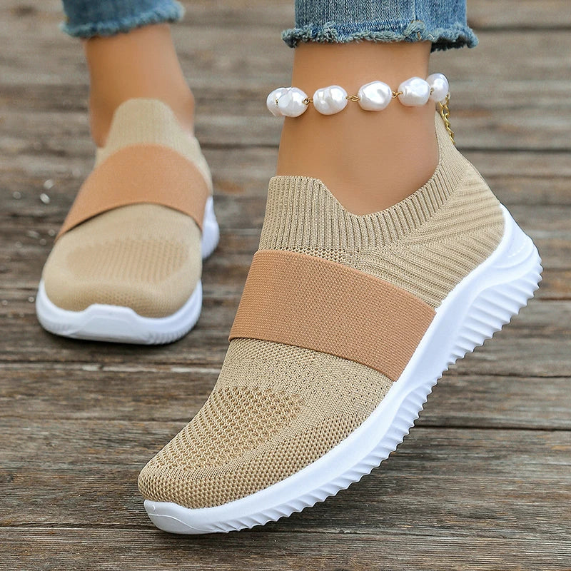 Zapatillas Tejidas de Malla Transpirable | Sin Cordones | Suela Gruesa Antideslizante | Primavera-Verano
