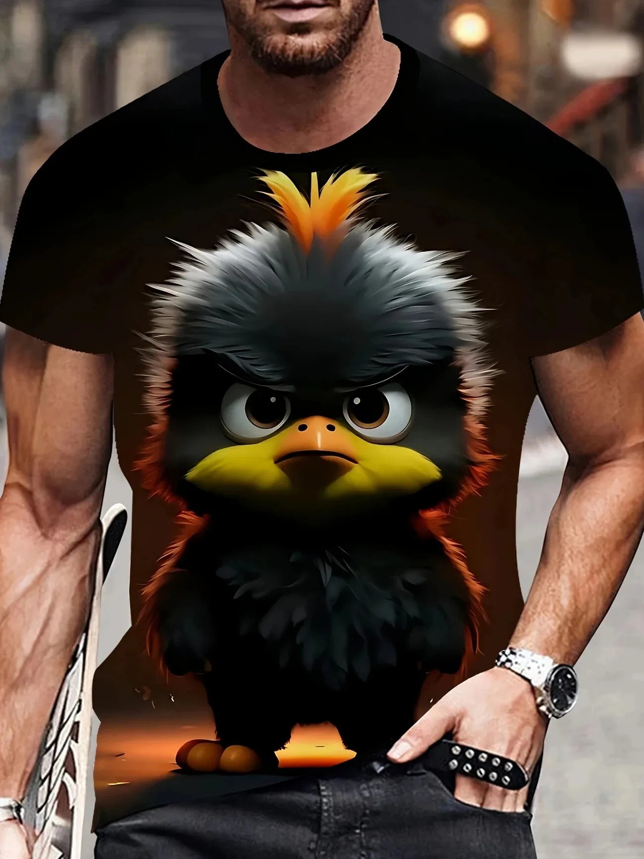 Camiseta Hombre Verano Estampado Animal 3D | Manga Corta Secado Rápido Vintage