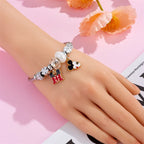 Pulseras con dijes de dibujos animados de Disney para mujeres y niñas, pulseras con cabeza de Mickey y Minnie Mouse, encantadoras cuentas de bricolaje, accesorios de mano, regalos